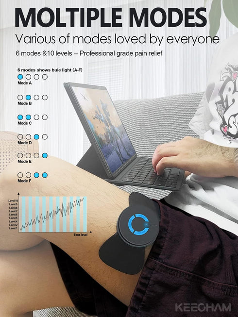 Tens Black Unit with 2 Pads, EMS Microcurrent Mini Massager Machine for Full Body Pain Relief Therapy Device