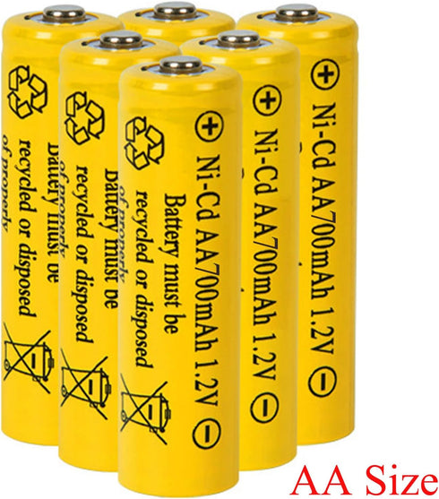 12 Packs AA Garden Ni-Cd Batteries 1.2V 700mAh - Rechargeable for Solar Lights, Landscape Lighting