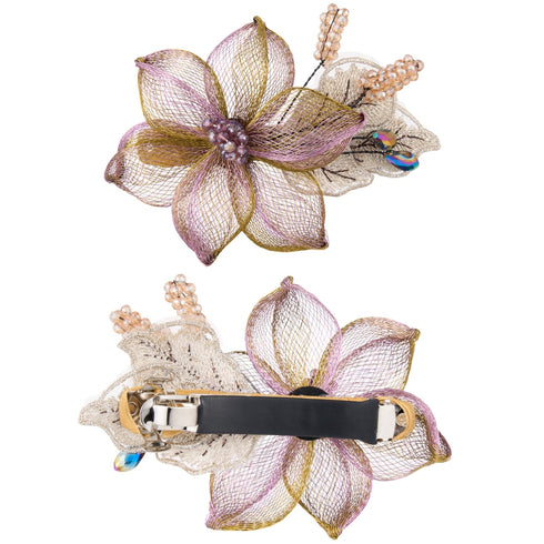Womens Hair Barrettes - Copper Wire Bride Hair Clips, Butterfly Wedding Head Piece, 2 Pack
