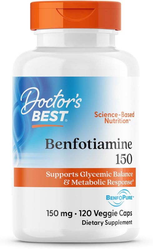 Doctors BEST Benfotiamine 150, 120 Veggie Caps, Supports Glycemic Balance, Non-GMO, Vegan