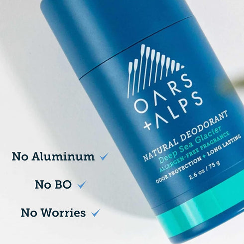 Oars + Alps Aluminum Free Deodorant for Sensitive Skin, Vegan, Deep Sea Glacier, 2.6 Oz, 1 Pack, Dermatologist Tested