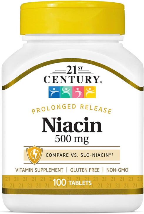 21st Century Niacin 500 mg Prolonged Release Tablets, 100 Count