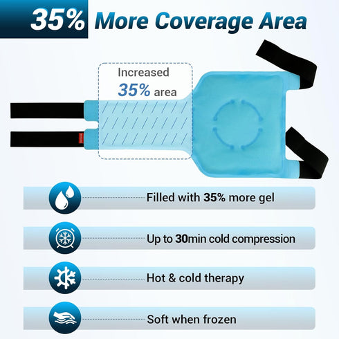 Comfytemp Extra Large Knee Ice Pack Wrap, FSA HSA Eligible, Reusable Gel Cold Compression Brace Sleeve for Pain Relief