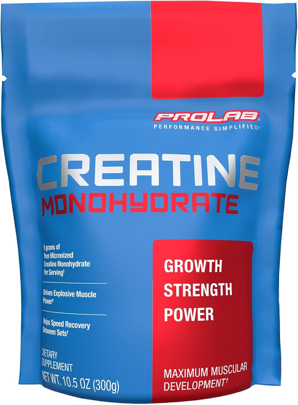 ProLab Creatine Monohydrate Micronized Powder, Sports Nutrition Supplement for Muscle Mass, Strength, Endurance (300g)