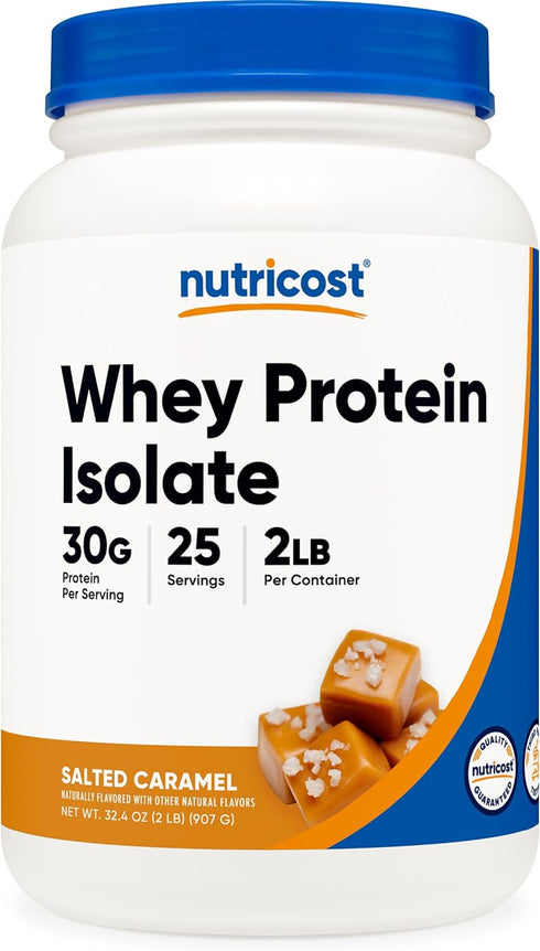 Nutricost Whey Protein Isolate (Salted Caramel) 2LBS for Muscle Recovery