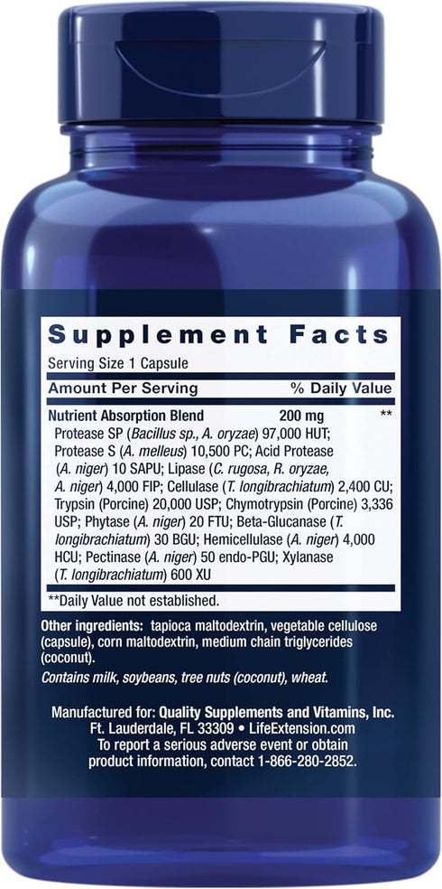 Life Extension Extraordinary Enzymes - Digestive Health Support, Non-GMO, 60 Capsules