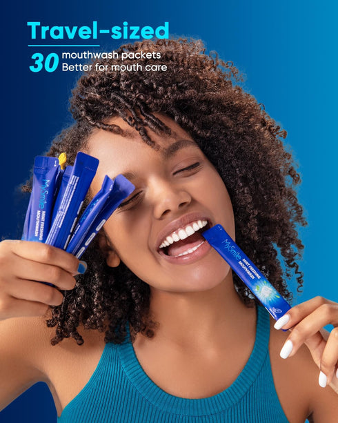 MySmile Mouthwash Alcohol Free, Travel Mouthwash for Adults, Kills 99% of Bad Breath Germs, Fresh Mint, 30 Uses (0.41