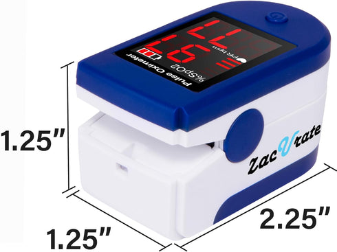 Zacurate Fingertip Pulse Oximeter - Blood Oxygen Saturation Monitor with Batteries and Lanyard (Sapphire Blue)