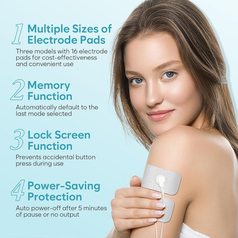 Easy@Home Electronic TENS Unit: Pain Relief Therapy - EMS Pulse Massager Rechargeable Machine - Dual Channel, 24 Modes,