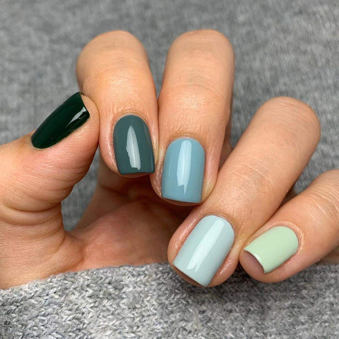 Vishine Gel Nail Polish Gift Set - Teal Blue Olive Green Soak Off UV LED Art Varnish for Home Salon