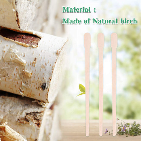 JANYUN 200 Pcs Wooden Eyebrow Waxing Sticks with Handle for Hair Removal - Face and Eyebrow