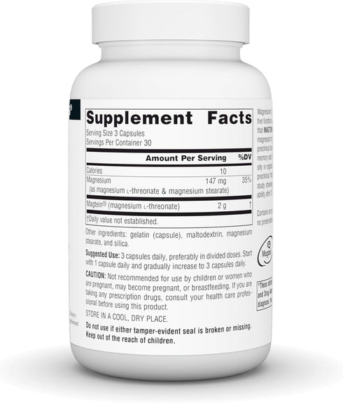 Source Naturals Magtein Magnesium L-Threonate, 667mg, 90 Capsules, Supports Focus and Mood