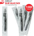 3X Heavy Duty Plastic Knives Individually Wrapped, Sturdy Like Silverware, 100 Pack Black Disposable Plastic Knives Bulk, Packaged To-Go Utensil Set, Perfect for Restaurant, Take Out and Catering.