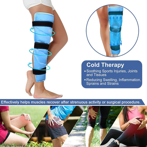 REVIX Large Ice Pack for Injuries, Reusable Gel Ice Wrap for Leg, Hip, Knee, Cold Compress for Pain Relief