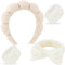 4Pcs Spa Headband Set for Women, Soft Terry Cloth Makeup Skincare Bubble Headband, Non Slip Hair Accessory Beige