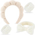 4Pcs Spa Headband Set for Women, Soft Terry Cloth Makeup Skincare Bubble Headband, Non Slip Hair Accessory Beige