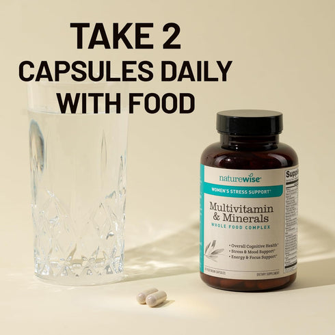 NatureWise Multivitamin for Women with Organic Whole Foods & Natural Minerals - 60 Capsules for Immunity & Stress