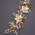 Wedding Gold Rhinestones Hair Comb, Dainty Flower Leaf Crystal Pearls Hair Comb Bridal Headband Hair Accessories for