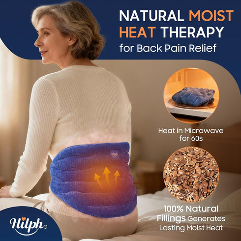 Pack Hilph Heating Pad for Back Microwavable, Extra Large Microwave Heated with Moist Heat for Lower Back Pain Relief
