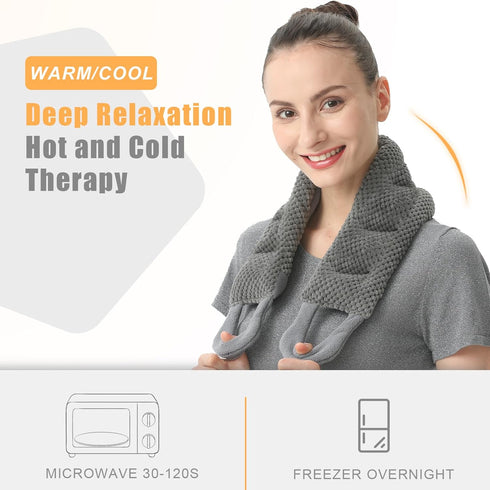 UNCN Long Heating Pad for Neck and Shoulders, 33 * 5.9" Microwavable Large Moist Heat Pack