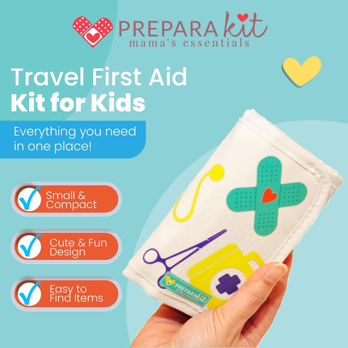 Travel First Aid Kit for Kids - Mini First Aid Kit for Car, Purse, Backpack, or Diaper Bag, 75 Piece Travel Medicine Kit