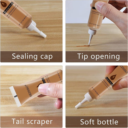 SEISSO Furniture Repair Kit - Set of 42, Wood Repair Kit with Scratch Repair Markers and Wax Sticks