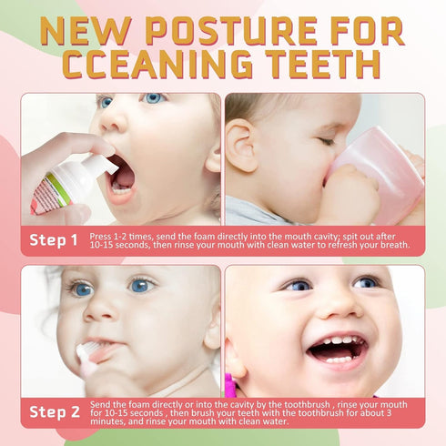 Foam Toothpaste Kids, Foaming Toothpaste for U Shape Toothbrush, Travel Friendly, 2PCs x 60ml