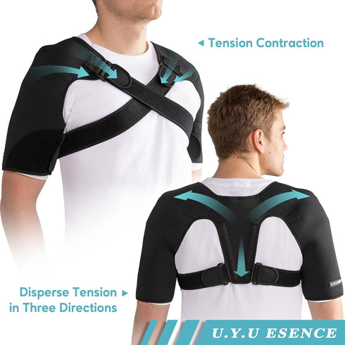 Double Shoulder Brace for Women & Men Shoulder Pain Relief Double Shoulder Support Adjustable Shoulder Brace for Rotator Cuff Frozen Shoulder,AC Joint Pain Relief Shoulder Wrap (Large)