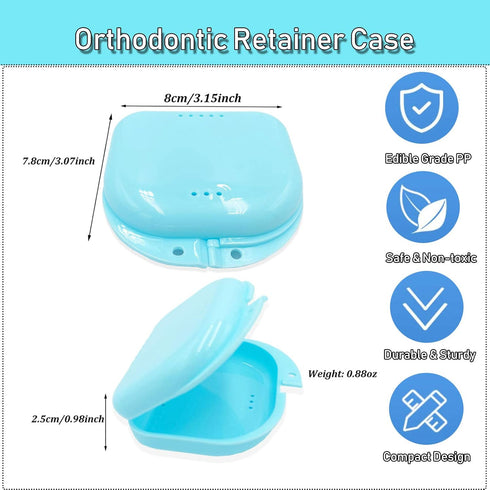 Orthodontic Retainer Case with Vent Holes, Light Blue Color