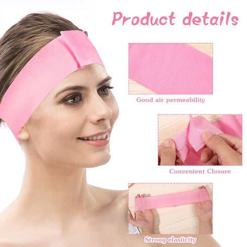 Pimoys 30 Count Disposable Headbands for Facials, Stretch Makeup Headbands for Women Girls, Salons, Bath, Sport
