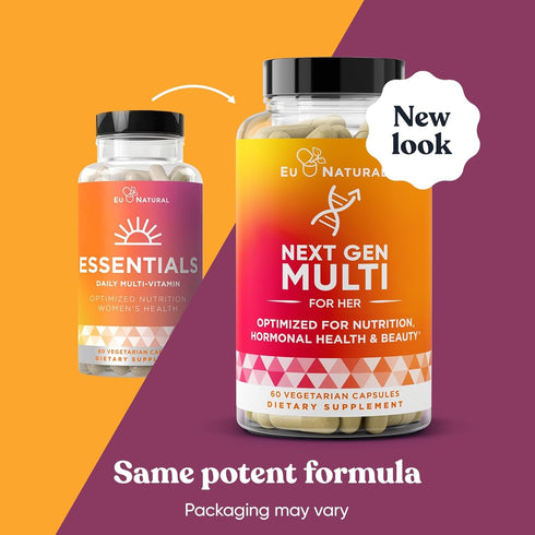 Next Gen Multivitamin for Women – 22 Optimized Vitamins for Immunity, Beauty, Brain, Energy, Bones and Heart – Vitamin C, D, E, K, Iron, B6 and DHA - 60 Vegetarian Soft Capsules (Packaging May Vary)