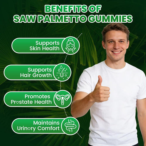 Gummies 600mg Gummies 120 Count Saw Palmetto for Men & Women Pumpkin Seed Oil with Saw Palmetto Supplement for Hair