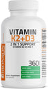 K2 (MK7) D3 5000 D3 90 K2 MK-7 360 Bronson Vitamin with Supplement Non-GMO Formula IU Vitamin & mcg Easy to Swallow D