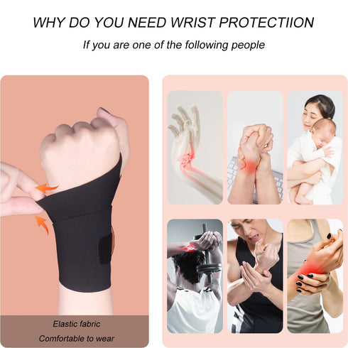 Ultra-Thin Wrist Brace for Carpal Tunnel, Adjustable Support for Pain Relief, 2pcs (Black)