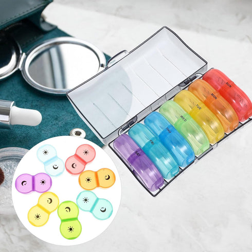 HAKIDZEL 7-Day 3 Weekly Pill Organizer Box Meals Detachable Medicine Case Portable Compact Wear-Resistant Travel Pill
