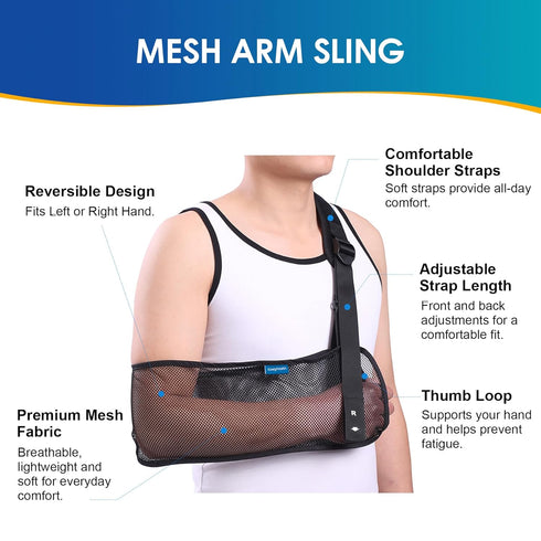 Immobilizer Elbow Mesh Arm Shoulder Sling Medical Shoulder for Shoulder Injury Torn Rotator Cuff, Breathable Arm Brace