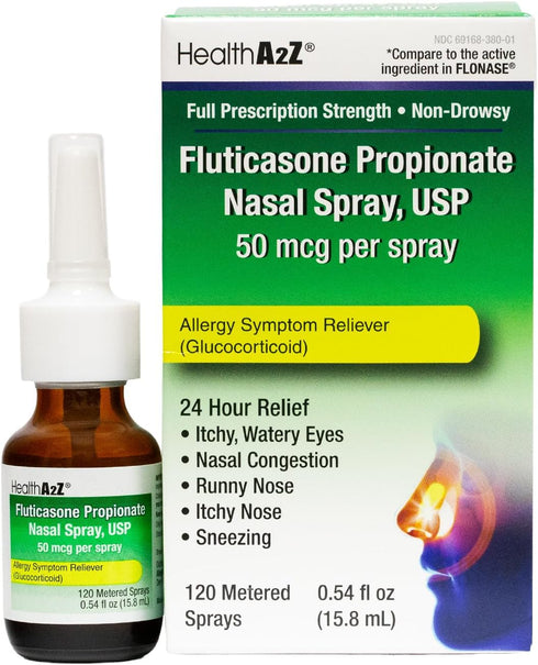 HealthA2Z Fluticasone Propionate Nasal Sprays, 24 Hour Allergy Relief,120 Sprays, 0.54 fl