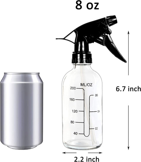 Youngever 5 Pack 8 Ounce Empty Glass Spray Bottles with Measurements, Spray Bottles for Hair and Cleaning Solutions (Clear) by Youngever