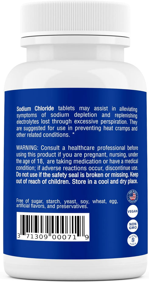 Safrel Sodium Chloride Tablets 1000 mg | 365 Count | Normal Salt Tablets | Electrolytes Replenisher, Vegan, Gluten