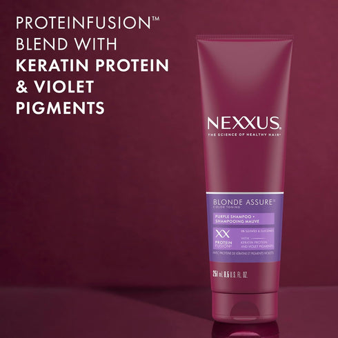 Nexxus Blonde Assure Purple Shampoo for Blonde Hair Color Care, Keratin Protein 8.5 oz