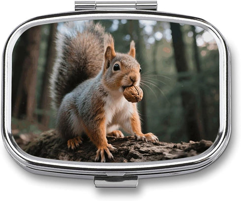 STVNKML Squirrel Pill Box Travel Pill Organizer 2 Compartment Weekly Pill Case with