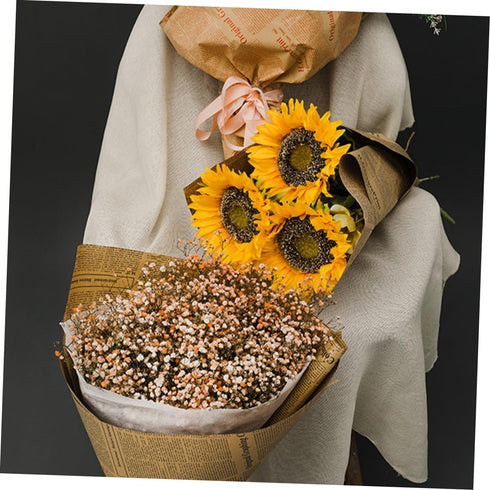 Ipetboom Packaging, 20 Vintage Newspaper Flower Wrapping Paper for Bouquet Sheets Kraft Paper with Sunflower Print