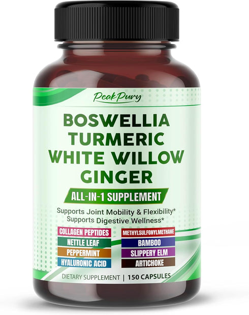 PEAKPURY All-in-1 Boswellia, Turmeric, White Willow & Ginger Supplement Supports Joint Comfort, Flexibility