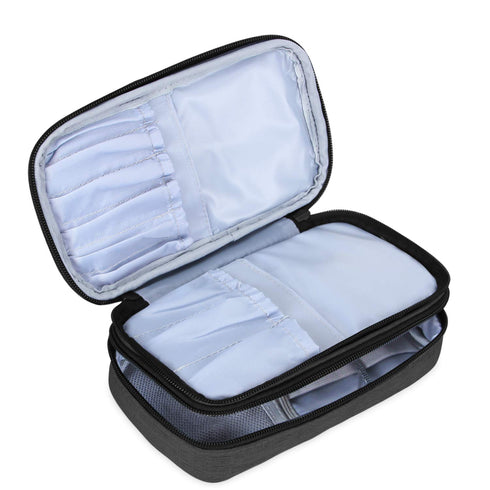 Teamoy Travel Makeup Brush Bag (up to 8.5") - Professional Cosmetic Organizer Case with Handle Strap, Black