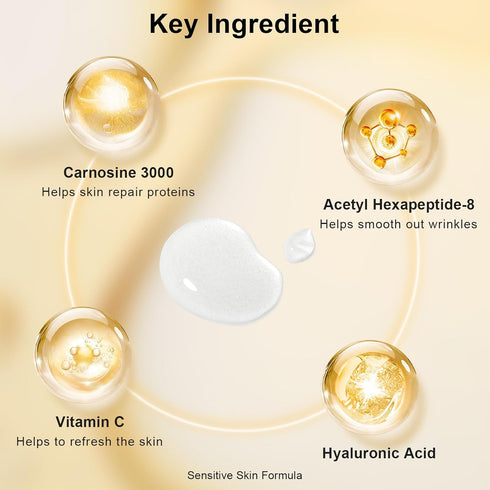 KISSIO Peptide Serum - Anti-Wrinkle Facial Serum with Peptides and Carnosine,Vitamin C,Hyaluronic Acid to Hydrating and Reduce Fine Lines,Skin Care for Face,Vegan,1 Fl Oz