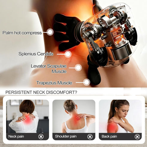 Npmkx 2026 Neck Massager with Heat, Black Neck and Shoulder Massager for Pain Relief Deep Tissue-Portable Cordless