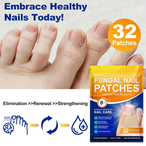 Weluno 32 8-Hour Nail Patches PCS, Toenail Treatment Extra Strength, Overnight Nail Fast Acting Repair Effortless