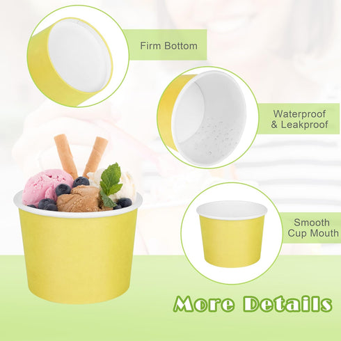 Aodaer 60 Pack 8 oz Paper Ice Cream Cups, Disposable Dessert Bowls for Hot or Cold Food, 6 Colors