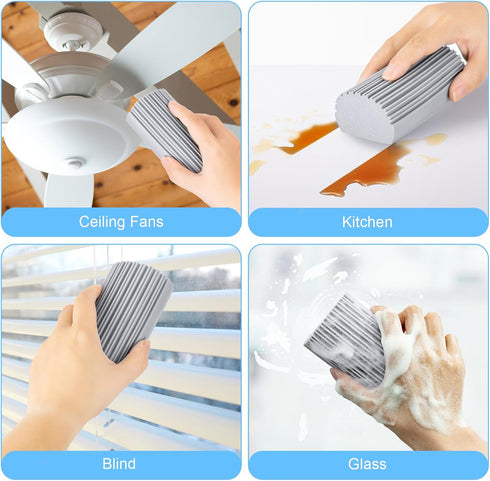 2-Pack Damp Clean Duster Sponge: Magic Sponge Eraser Tool for Cleaning Blinds, Glass, and Faucets