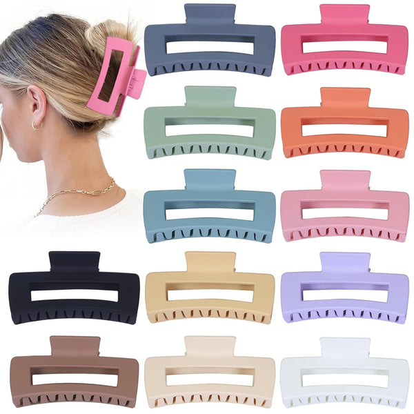 Sisiaipu 4.1 Inch Large Hair Claw Clips - 12 Pcs Big Claw Clips for Thick Hair, Jumbo Jaw Clips Bulk Accessories